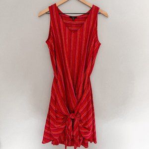 Anthroplogie Drew Red Stripe Morgan Linen Tie Front Dress Size XS